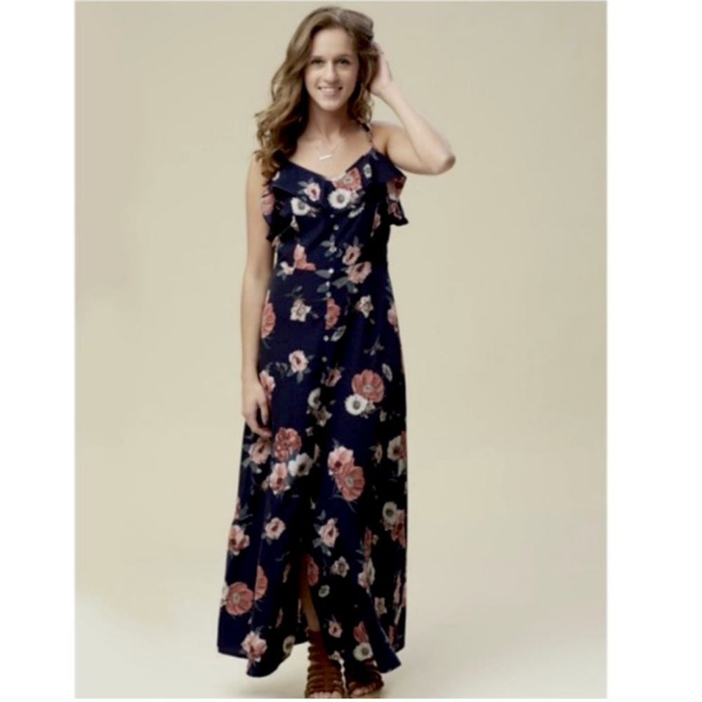 Altar’d state size Small NWT navy blue floral  sleeveless maxi dress sundress